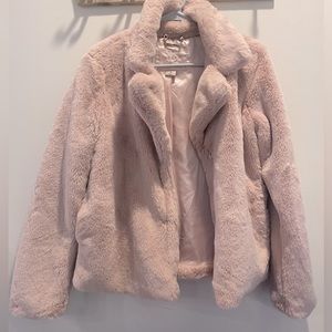 Faux pink fur coat